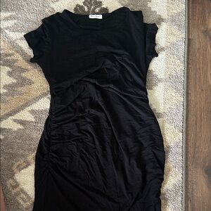 Elegant Black Ruched  Maternity Dress